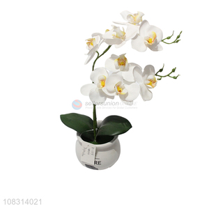 Most popular white flower simulation bonsai with ceramic pot