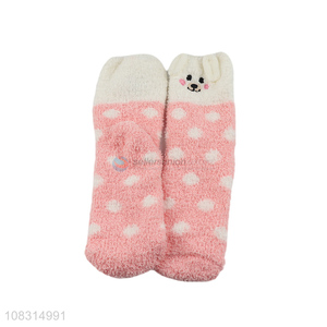 New products pink fleece socks ladies thicken thermal socks