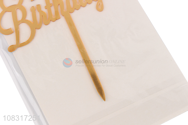 New arrival golden acrylic birthday party cake decoration topper