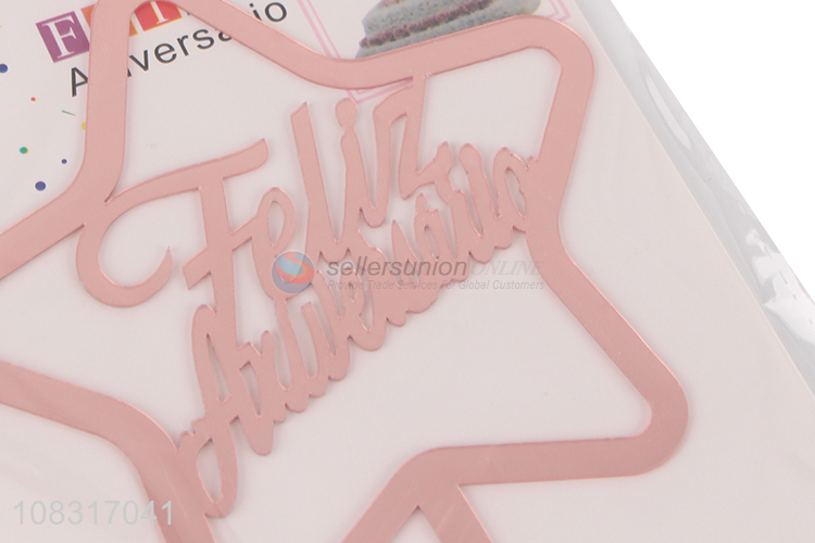 Latest design pink star shape cake topper for decoration