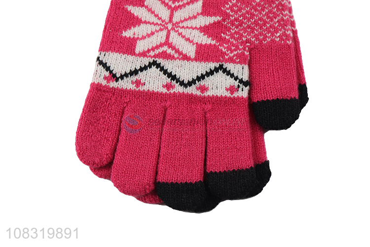 Wholesale women winter warm gloves elastic knitted gloves