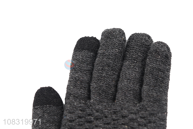 Good quality men winter knitted gloves touchscreen mittens