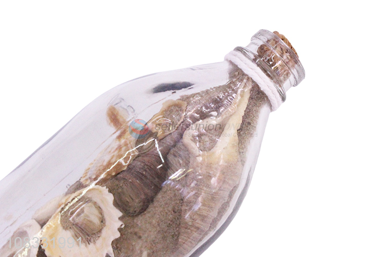 Best selling transparent glass drift bottle shell cork bottle