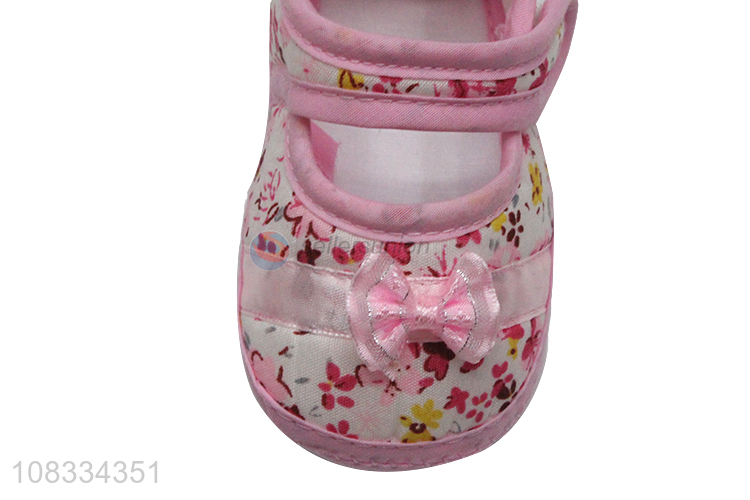 Hot selling pink baby toddler baby shoes with bowknot