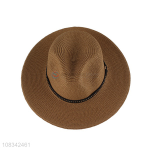 Wholesale Wide Brim Beach Sun Hat Custom Fedora Straw Hat