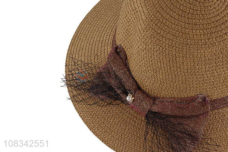 Hot Sale Fashion Sun Hat Wide Brim Straw Hat With Bowknot