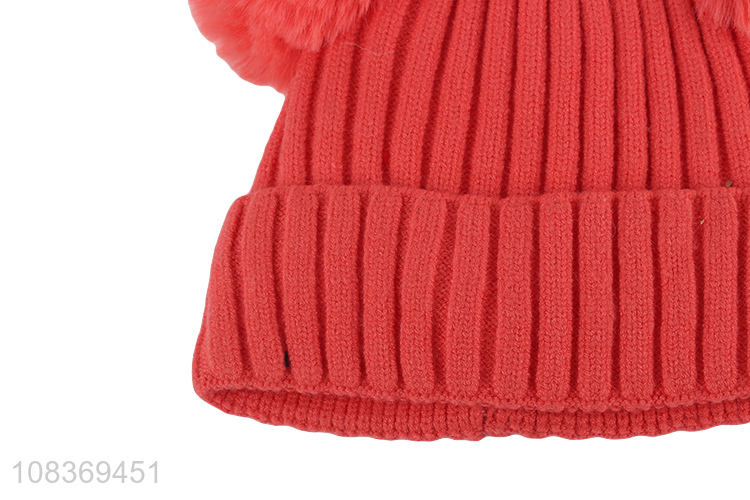 Top quality multicolor girls winter warm knitted hat