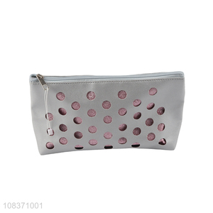 Wholesale hollowed-out pu leather makeup bag waterproof toiletry bag