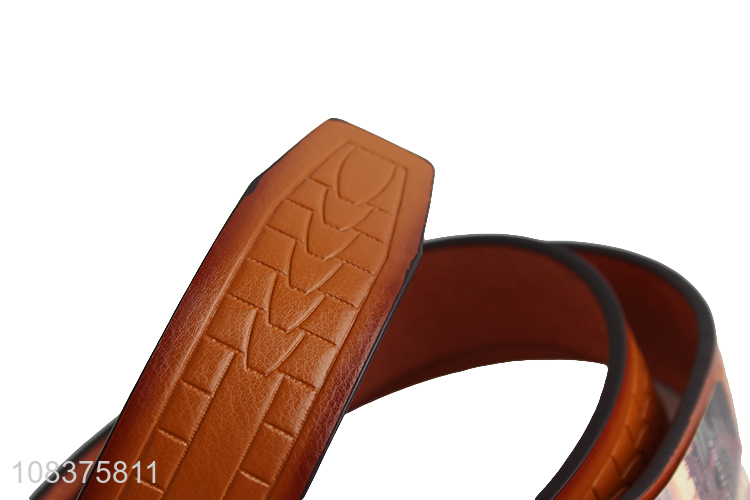 Best selling men's belts metal buckle textured pu leather belt
