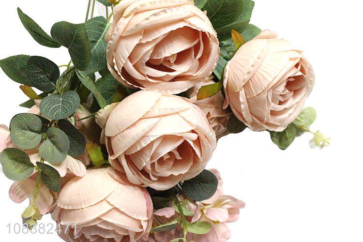 Factory wholesale 9heads wedding decoration artificial rose flower