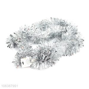 Bottom price Christmas garland shiny twist tinsel metallic foil decorations