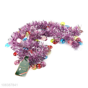 Wholesale metallic Christmas tinsel artificial garland for party decoration