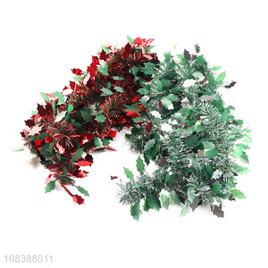 Factory supply Christmas tree tinsel garland hanging metallic streamers