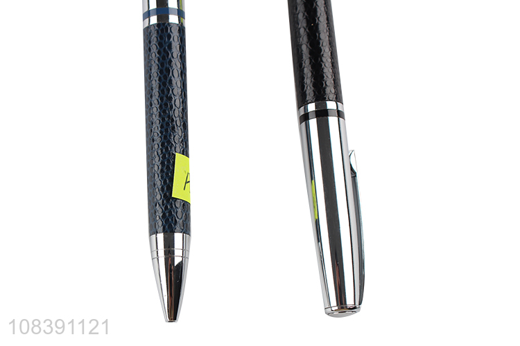 Hot product stylish pu leather metal ballpoint pens for school office