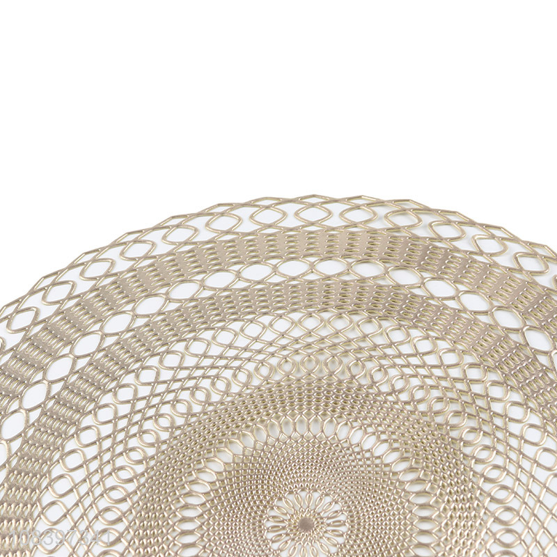 Popular design round hollowed-out non-slip pressed pvc table mat
