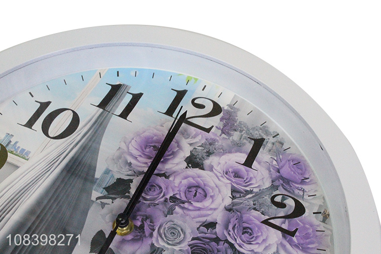 Fashion style bedroom round quartz wall clock plastic clock