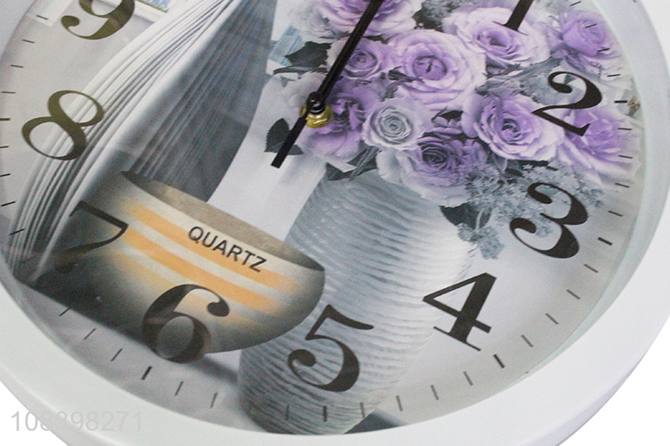 Fashion style bedroom round quartz wall clock plastic clock