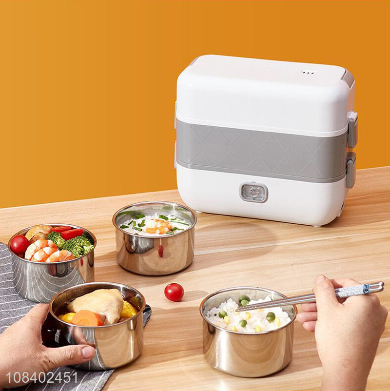 Wholesale UK standarddouble layered electric lunch box with 4 bowls 200W