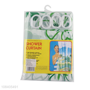 Latest design green leaves printed <em>shower</em> <em>curtain</em> set for bathroom