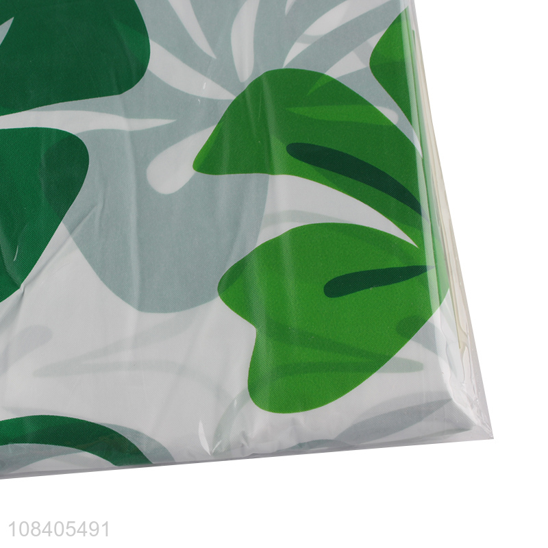 Latest design green leaves printed shower curtain set for bathroom