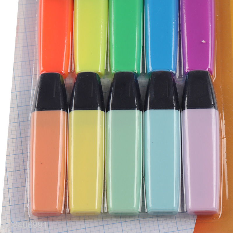 Yiwu market non-toxic durable 10colors fluorescent pen for stationery