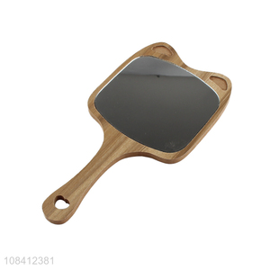 New arrival portable handheld wooden travel makeup mirror for women
