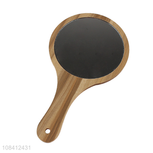 Chine OEM portable travel cosmetic makeup mirror with wooden handle