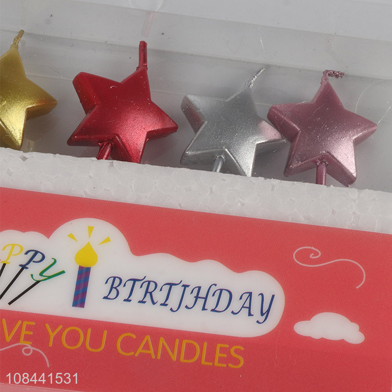 Hot sale metallic star shaped candles birthday candles cupcake candles
