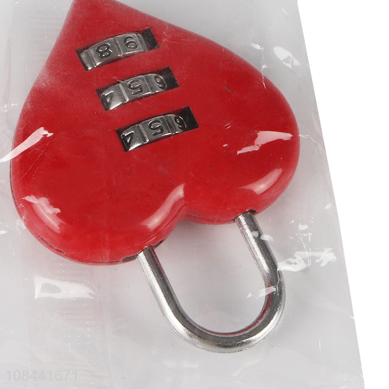 Good quality heart shape red password lock for travel luggage