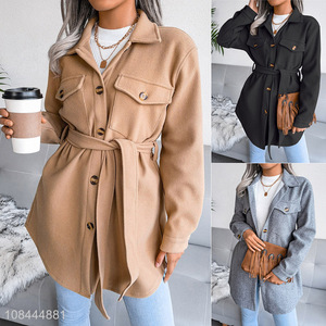 Hot selling women single-breasted imitated woolen coat women's clothing