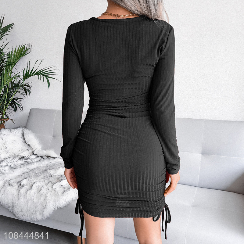 New products women ladies autumn and winter long sleeve knitted bodycon dress