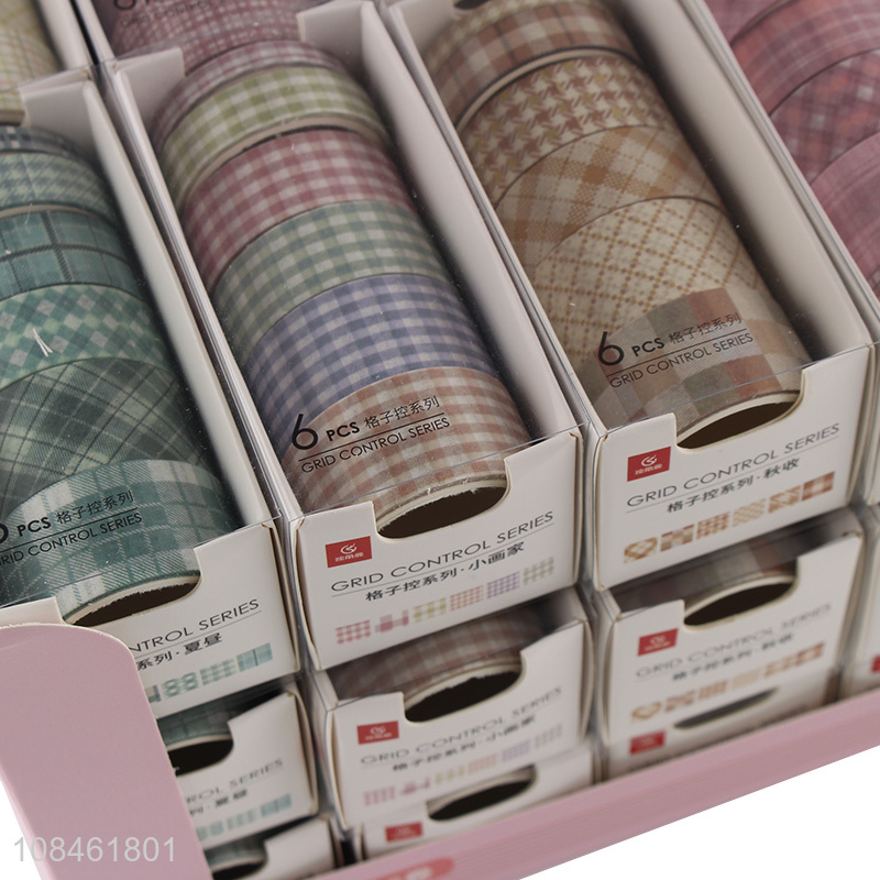 Wholesale price simple plaid paper adhesive tapes set