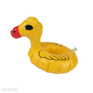 Bottom price duck shaped inflatable swimming cup holder drink floats