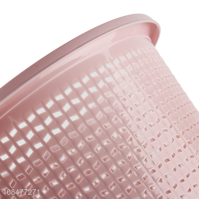 High quality pink plastic waste bin trash can for household