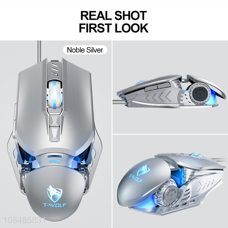 New products 4-color led backlight 7 buttons 6400DPI wired gaming mouse