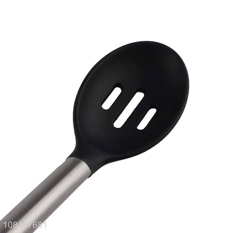 Hot sale food grade non-stick heat resistant slotted silicone spoon for baking