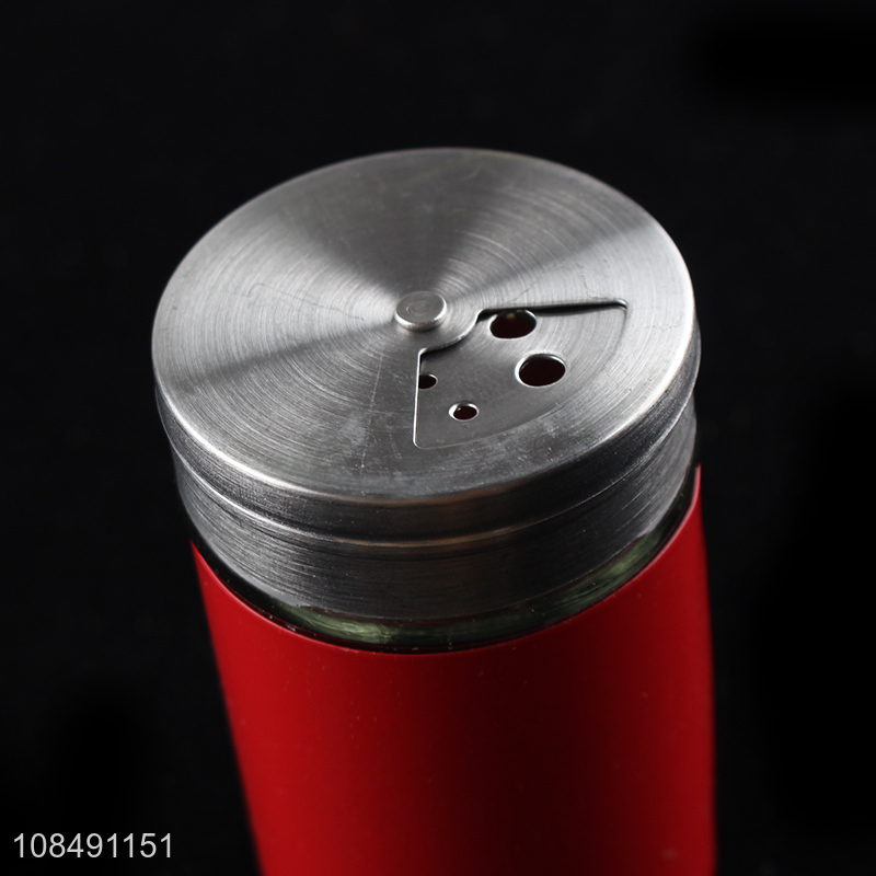 Good quality glass spice dispenser salt pepper shaker with metal lid