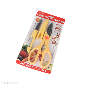 Wholesale kitchen tools set stainless steel kitchen scissors paring knife peeler