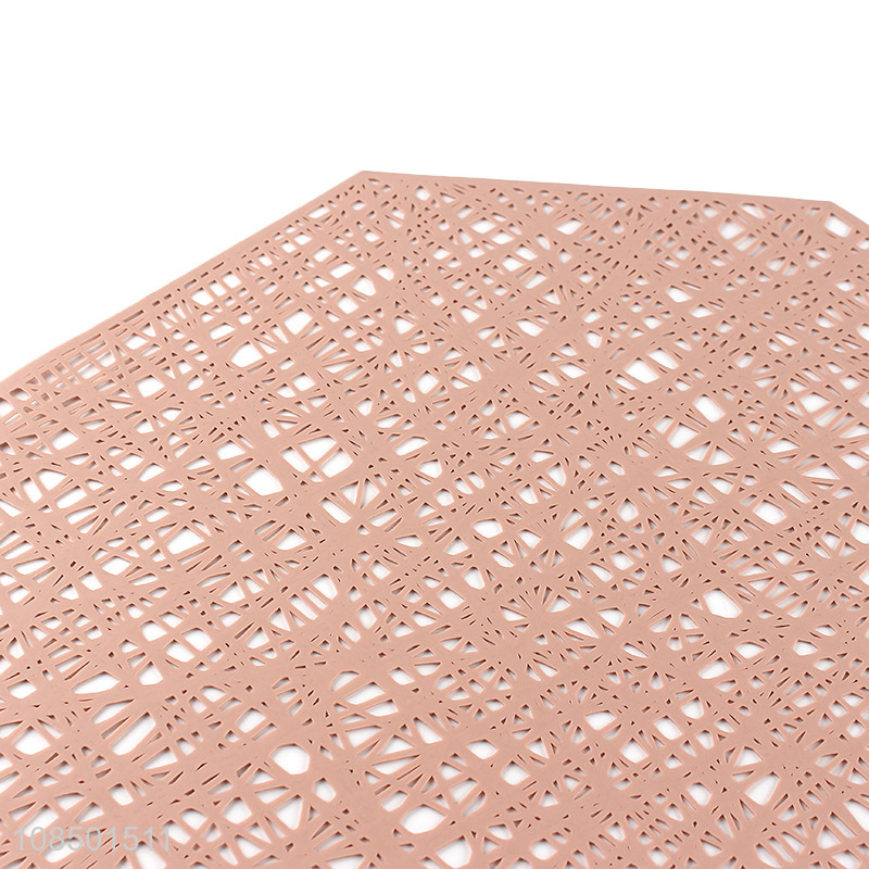 New products octagonal hollow pvc placemats for dining table decor