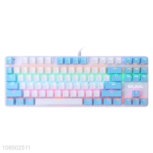 Wholesale 87 keys gaming keyboard RGB colorful wired gaming mechanical keyboard