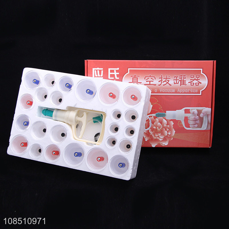 Wholesale 24 cups Chinese acupoint vacuum cupping therapy set with pump