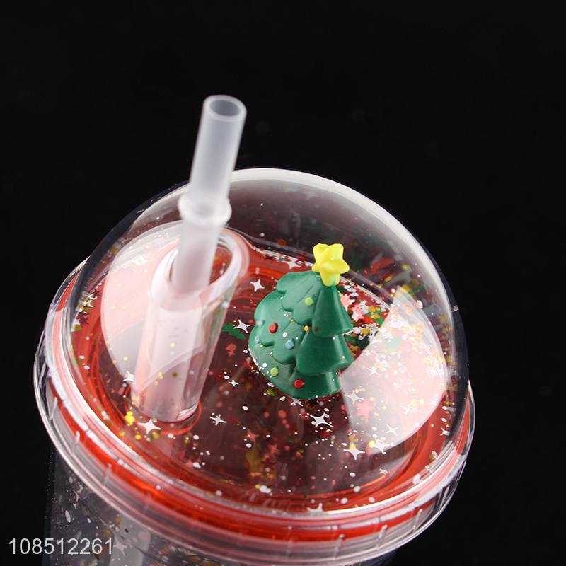 China products christmas style plastic straw drinking bottle