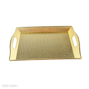 Wholesale rectangular metallic plastic serving tray with handles