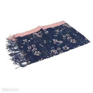 New products women thin floral prints <em>scarf</em> with fringes