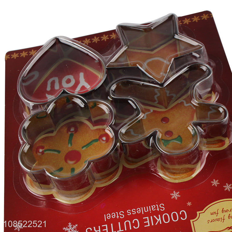 Factory direct sale 4pcs/set stainless steel cookies cutters moulds