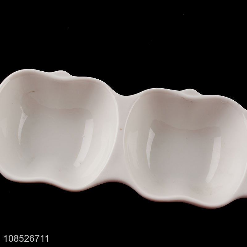 Good price 3-compartment ceramic divided snack tray dessert plate