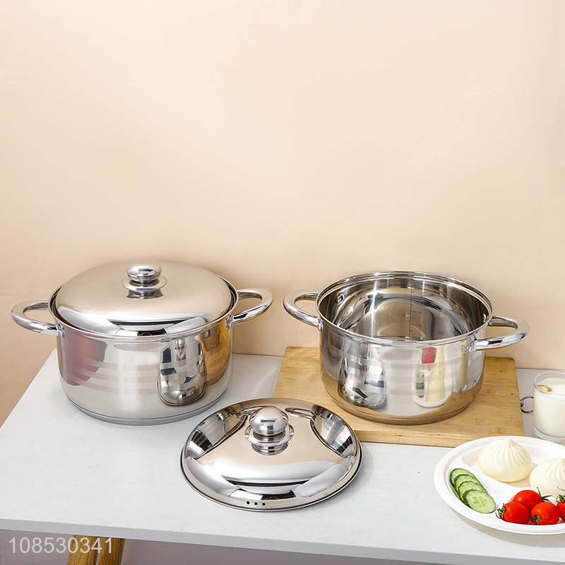 Best quality 3pcs thick food grade stainless steel soup & stock pot set