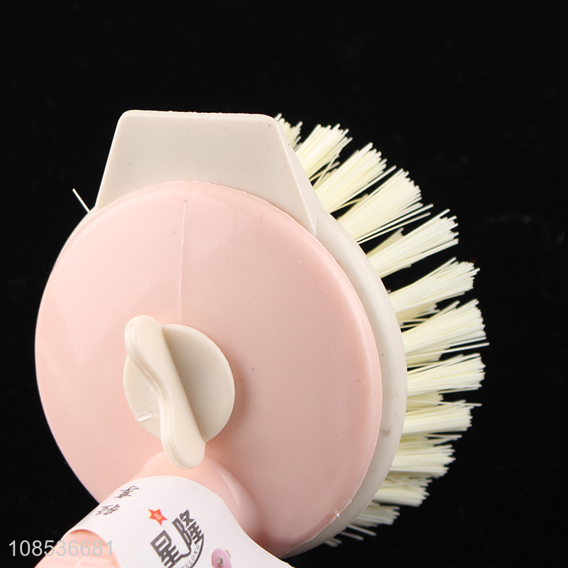 Wholesale durable pot brush with bent handle kitchen cleaning tool