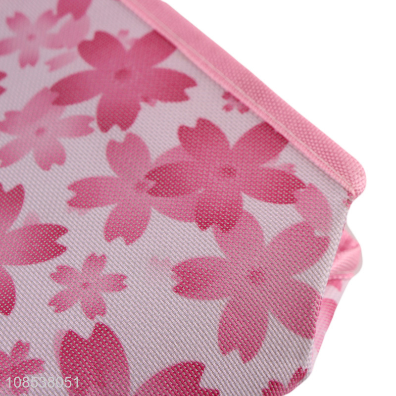 Hot selling flower printed canvas cosmetic bag makeup pouch