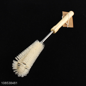 Wholesale cup brush with nylon bristle steel tube wooden handle